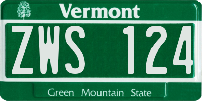 VT license plate ZWS124