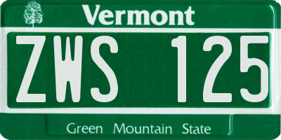VT license plate ZWS125