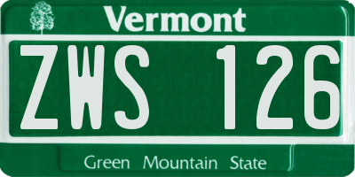 VT license plate ZWS126