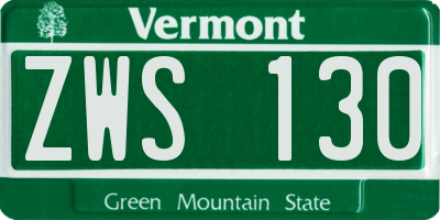 VT license plate ZWS130