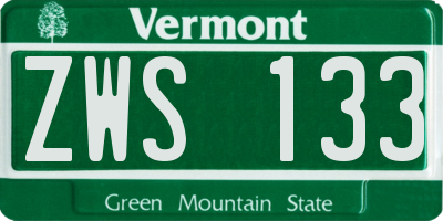 VT license plate ZWS133