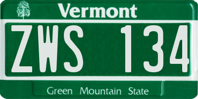 VT license plate ZWS134