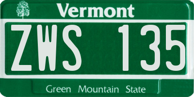VT license plate ZWS135