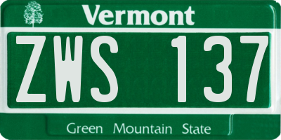 VT license plate ZWS137