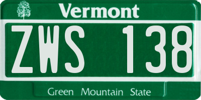VT license plate ZWS138