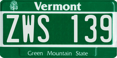 VT license plate ZWS139