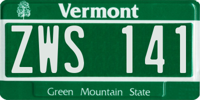 VT license plate ZWS141