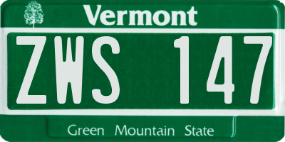 VT license plate ZWS147