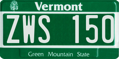 VT license plate ZWS150