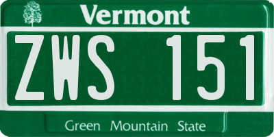 VT license plate ZWS151
