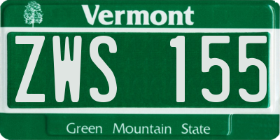 VT license plate ZWS155