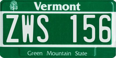 VT license plate ZWS156