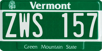 VT license plate ZWS157