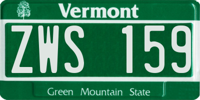 VT license plate ZWS159