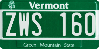 VT license plate ZWS160