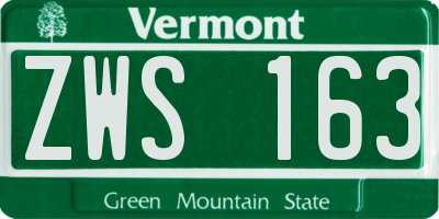VT license plate ZWS163