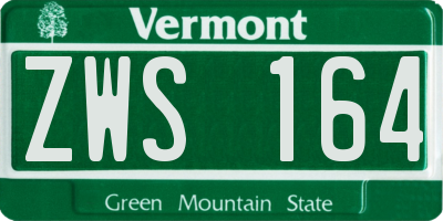 VT license plate ZWS164