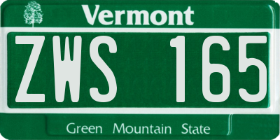 VT license plate ZWS165