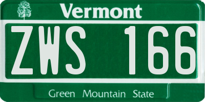 VT license plate ZWS166