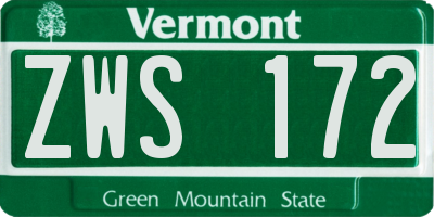 VT license plate ZWS172