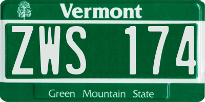 VT license plate ZWS174