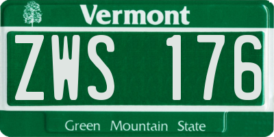 VT license plate ZWS176