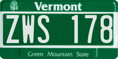 VT license plate ZWS178