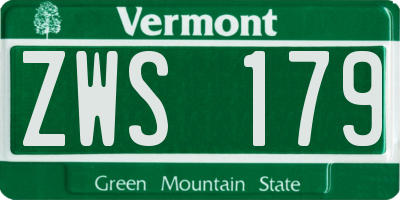 VT license plate ZWS179