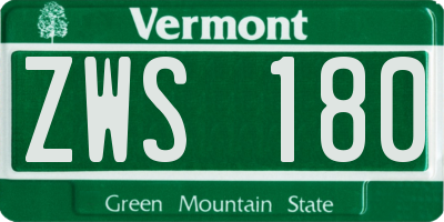 VT license plate ZWS180