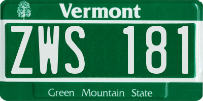 VT license plate ZWS181