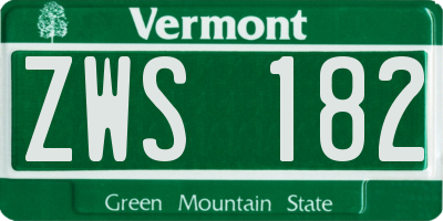 VT license plate ZWS182