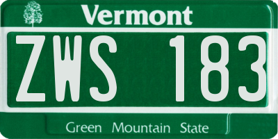 VT license plate ZWS183