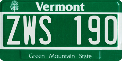 VT license plate ZWS190