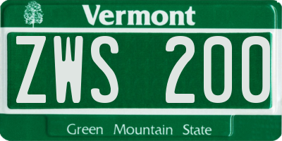 VT license plate ZWS200