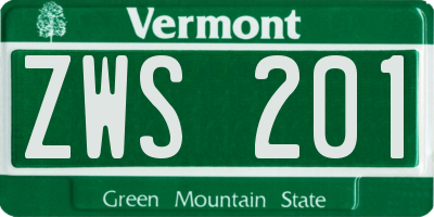 VT license plate ZWS201