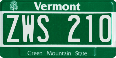 VT license plate ZWS210