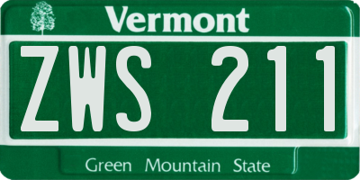 VT license plate ZWS211