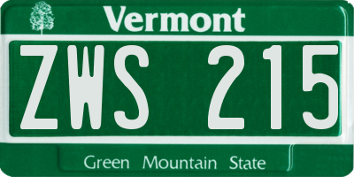 VT license plate ZWS215