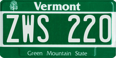 VT license plate ZWS220