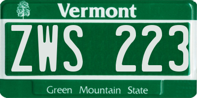 VT license plate ZWS223