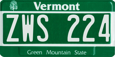 VT license plate ZWS224