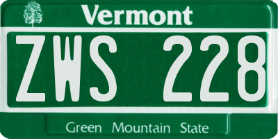 VT license plate ZWS228