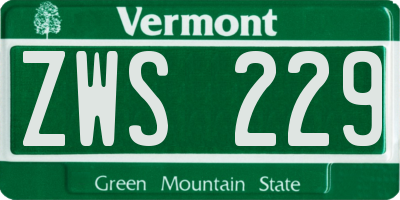VT license plate ZWS229