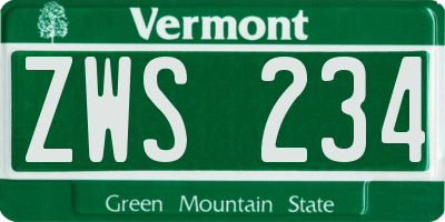 VT license plate ZWS234
