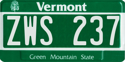 VT license plate ZWS237