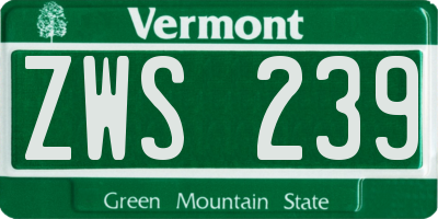 VT license plate ZWS239