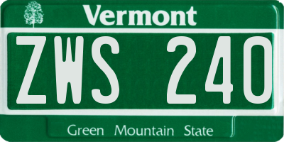 VT license plate ZWS240