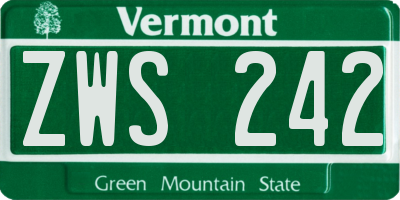 VT license plate ZWS242