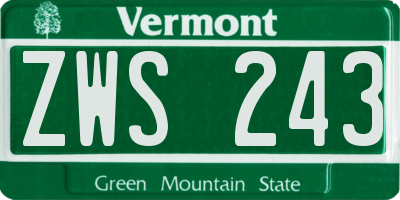 VT license plate ZWS243
