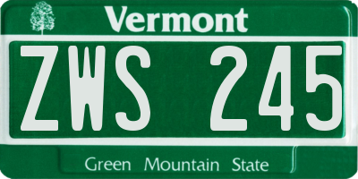 VT license plate ZWS245